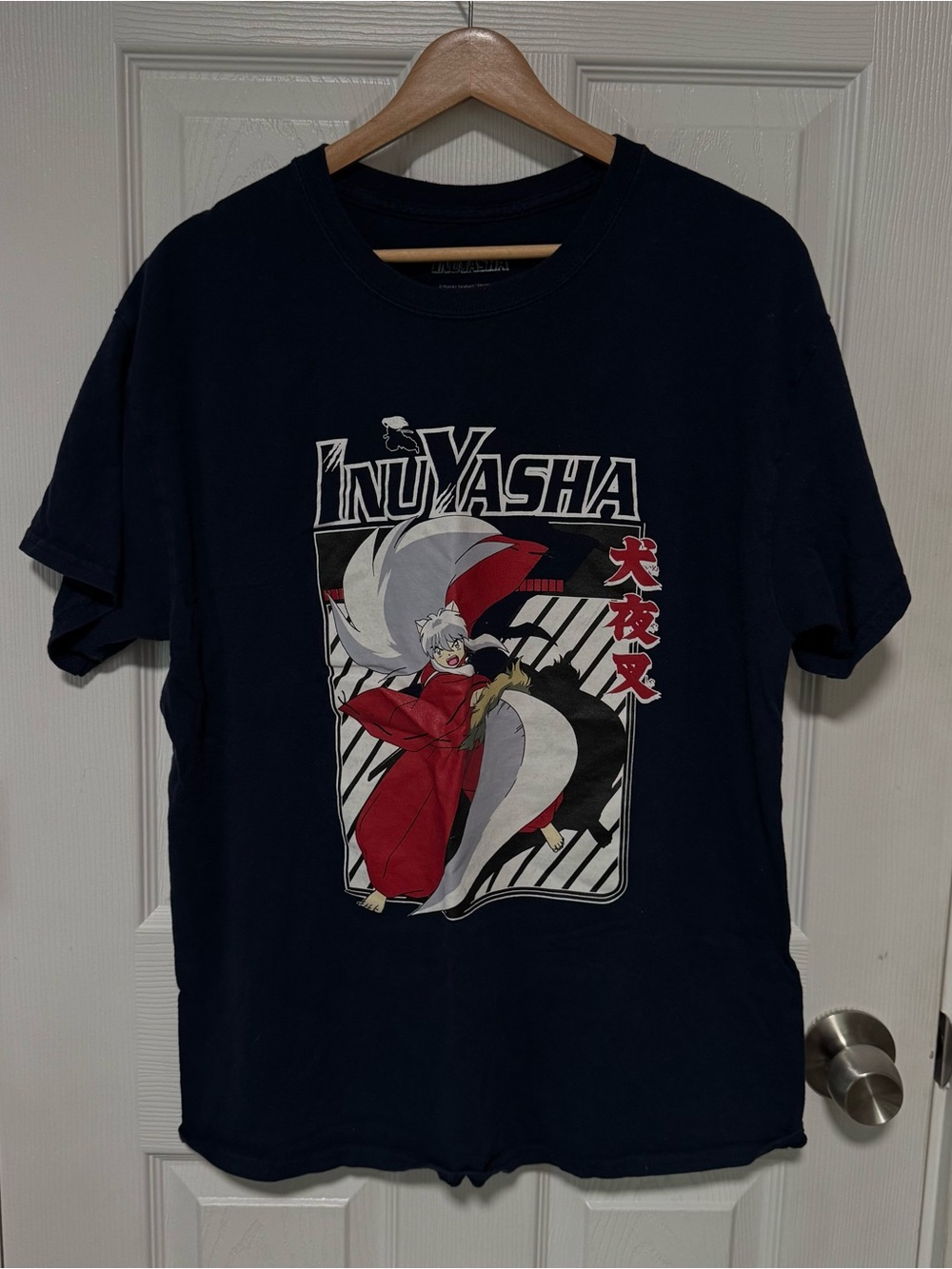 Inuyasha Graphic Short Sleeve Tee - Navy with Red Accent size large